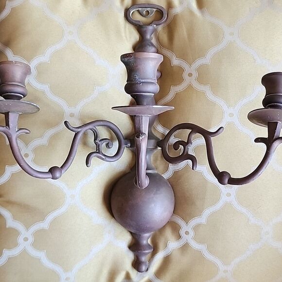 Vintage West Virginia Metal Crafters 3 Arm Sconce - Picture 7 of 13